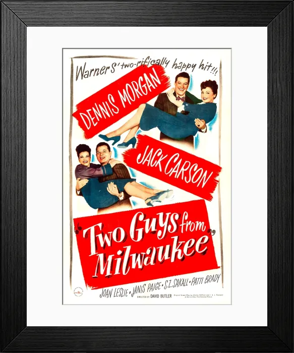 Framed Print : TWO GUYS FROM MILWAUKEE, US poster, from left: Janis Paige, Jack Carson, Dennis Morgan, Joan Leslie, 1946