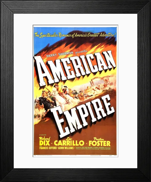 Framed Print : AMERICAN EMPIRE, from left: Guinn Williams, Richard Dix, Robert Preston, 1942