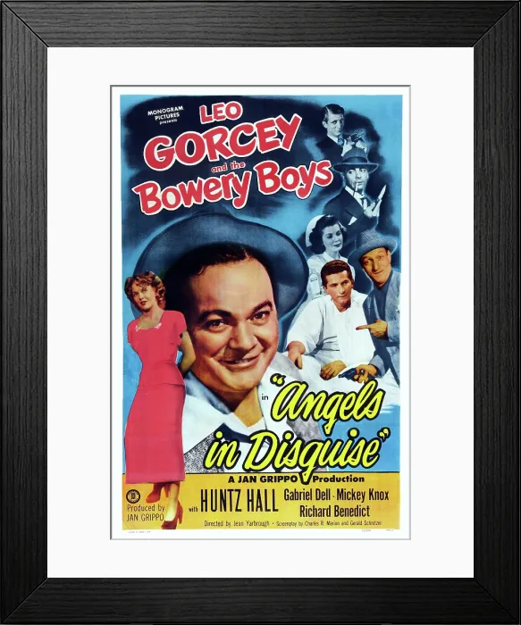 Framed Print : ANGELS IN DISGUISE, US poster art, from left, (in color), Jean Dean, Leo Gorcey, Gabriel Dell, Huntz Hall, 1949