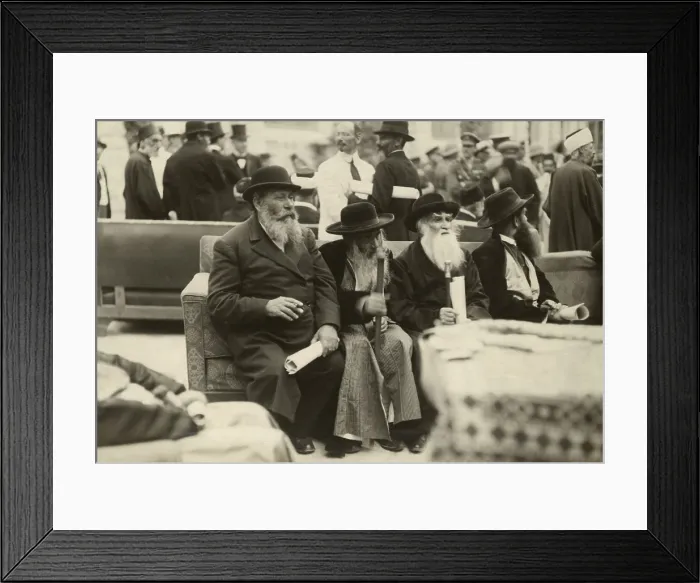 Framed Print : Jewish Rabbis holding Sir Herbert Samuels proclamation supporting Abdullah I bin al-Hussein. Jerusalem, July 7, 1920 Framed Print : Jewish Rabbis holding Sir Herbert Samuels proclamation supporting Abdullah I bin al-Hussein. Jerusalem, July 7, 1920