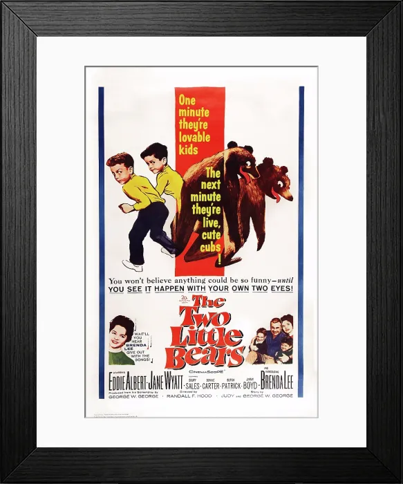 Framed Print : THE TWO LITTLE BEARS, US poster art, top, from left: Donnie Carter, Butch Patrick; bottom left: Brenda Lee; bottom right: Donnie Carter, Eddie Albert, Jane Wyatt, Butch Patrick Framed Print : THE TWO LITTLE BEARS, US poster art, top, from left: Donnie Carter, Butch Patrick; bottom left: Brenda Lee; bottom right: Donnie Carter, Eddie Albert, Jane Wyatt, Butch Patrick