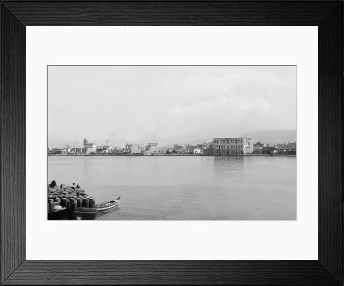 Framed Print : Smyrna, Turkey, from the sea after the fire of Sept. 1922