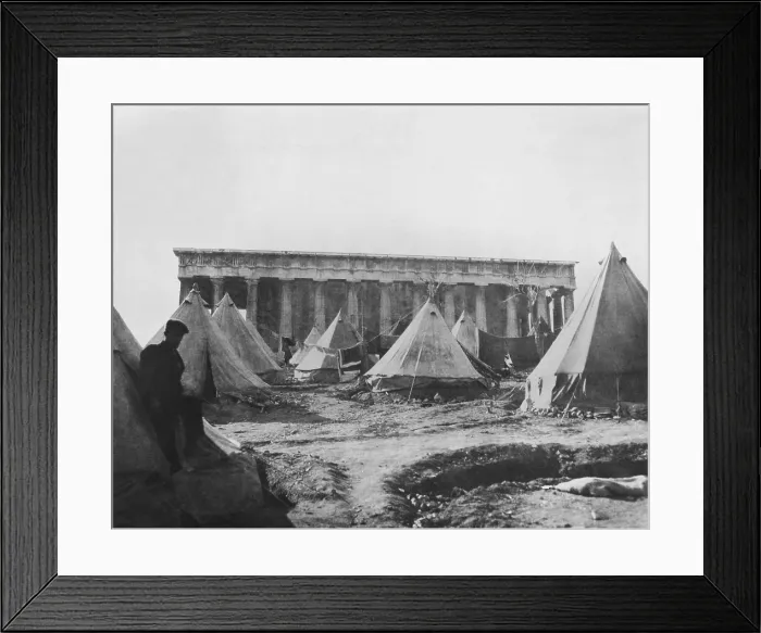 Framed Print : Tent village near the Temple of Theseus, Athens, sheltered Greek refugees