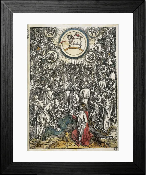 Framed Print : DURER, Albrecht (1471-1528). Apocalypse of St. John. 1496-1498. The Lamb of God and the elected people. Flemish art. Xylography. ITALY. Venice. Correr Museum Library