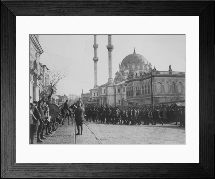 Framed Print : British troops marching by Nusretiye Mosque in Istanbul in 1920. Armistice of Mudros (Oct. 30, 1918) and Treaty of Sevres (Aug) Framed Print : British troops marching by Nusretiye Mosque in Istanbul in 1920. Armistice of Mudros (Oct. 30, 1918) and Treaty of Sevres (Aug)