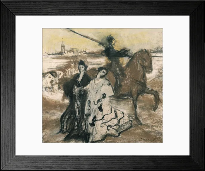 Framed Print : CANALS i LLAMBI, Ricard (1876-1931). Landscape with horseman. Drawing. Private Collection. AISA / Everett Collection**US SALES ONLY**