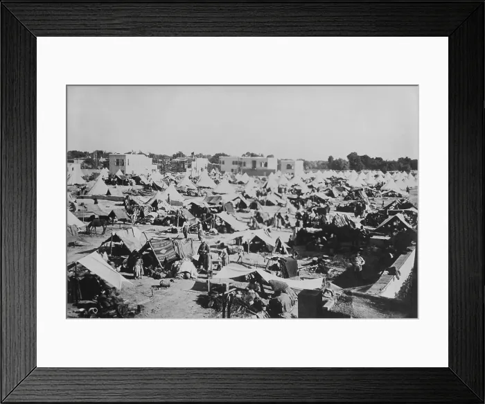 Framed Print : Armenian refugees in Relief Committee tents, Aintab, June 1909. 15, 000 were killed in the Armenian provinces of Turkey after the deposition of Sultan Abdul Hamid II