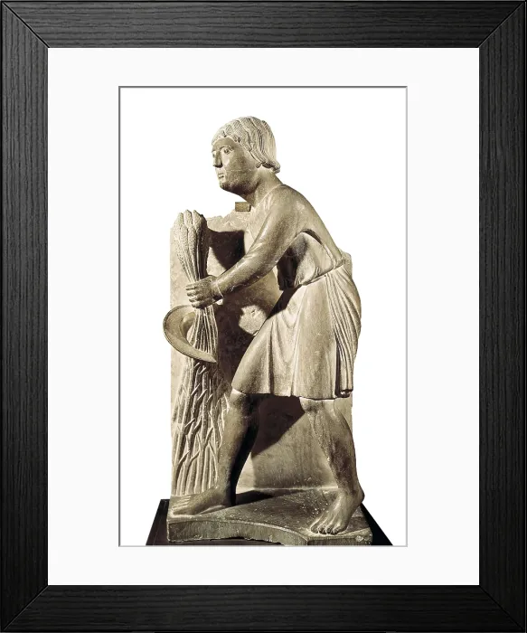 Framed Print : ANTELAMI, Benedetto (1150-1233). Month of June. 1200. ITALY. Parma. Baptistry. Lombardian art. It belongs to the cycle of months and seasons. Romanesque art. Sculpture on rock