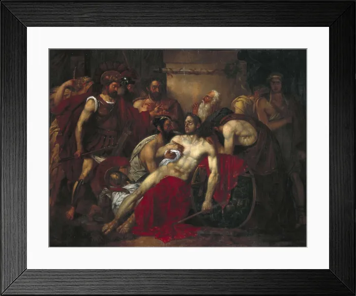 Framed Print : GALLAIT, Louis (1810-1887). The Death of Epaminondas. mid. 19th c. Battle of Mantinea (362 BC). Oil on canvas. BELGIUM. Tournai. Fine Arts Museum