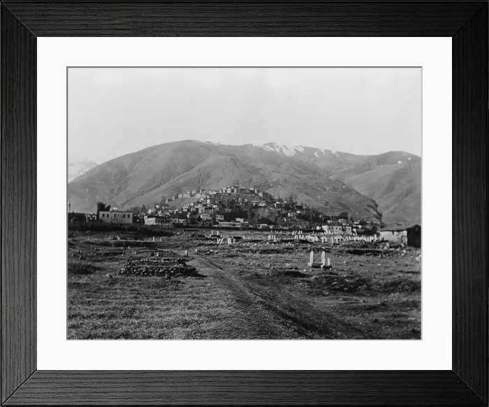 Framed Print : 1923 view Moush (Mus), with mountains of Sasoun. This was the setting of DAREDEVILS OF SASSOUN, Armenias national epic
