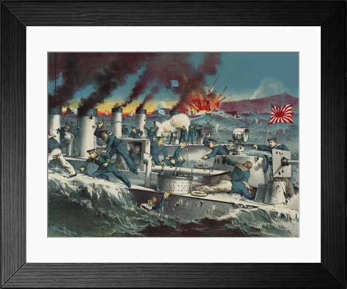 Framed Print : Fighting off Port Arthur during the Russo-Japanese War in April 1904. Sailors from a Japanese torpedo boat, Sazanami, board a Russian torpedo boat Framed Print : Fighting off Port Arthur during the Russo-Japanese War in April 1904. Sailors from a Japanese torpedo boat, Sazanami, board a Russian torpedo boat