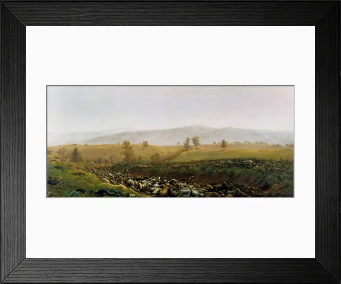 Framed Print : US Civil War. Battle of Antietam, also called Battle of Sharpsburg, Sept. 17, 1862. AFTERMATH AT BLOODY LANE, a painting by Captain James Hope, of the 2nd Vermont Infantry