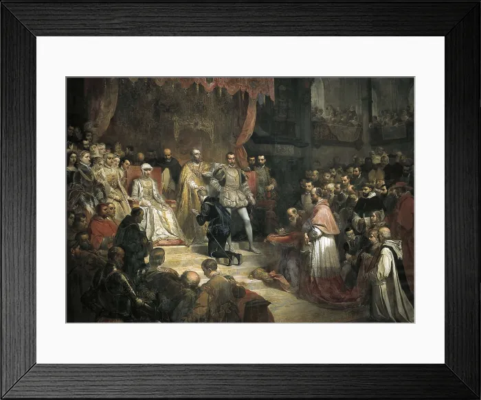 Framed Print : GALLAIT, Louis (1810-1887). The Abdication of Charles V. 1841. Throne Hall of the Royal Palace of Brussels (1556) Framed Print : GALLAIT, Louis (1810-1887). The Abdication of Charles V. 1841. Throne Hall of the Royal Palace of Brussels (1556)