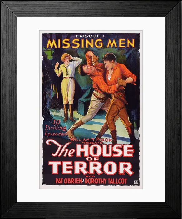 Framed Print : THE HOUSE OF TERROR, left: Dorothy Tallcot, far right: Pat O'Brien in Episode 1-Missing Men, 1928