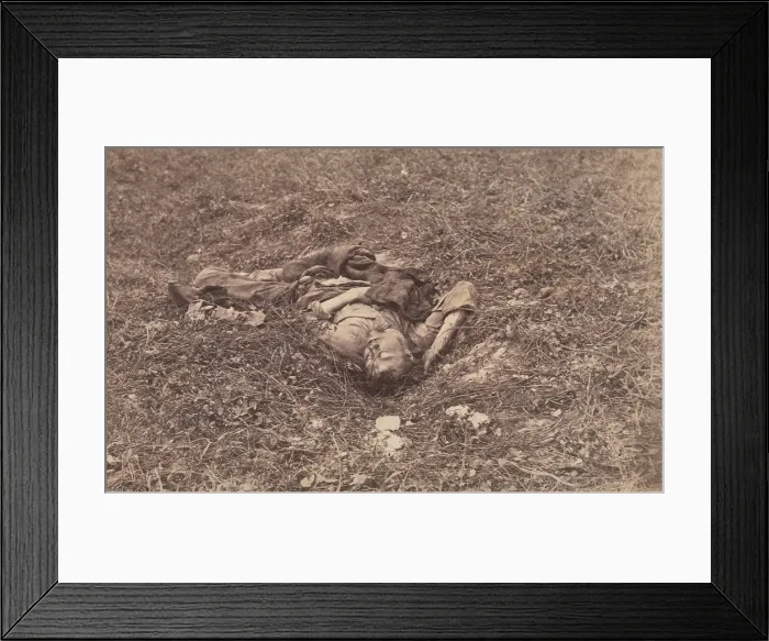 Framed Print : US Civil War. Battle of Antietam, also called Battle of Sharpsburg, Sept. 17, 1862. Dead Confederate Soldier partially covered with a blanket on the Battlefield at Antietam