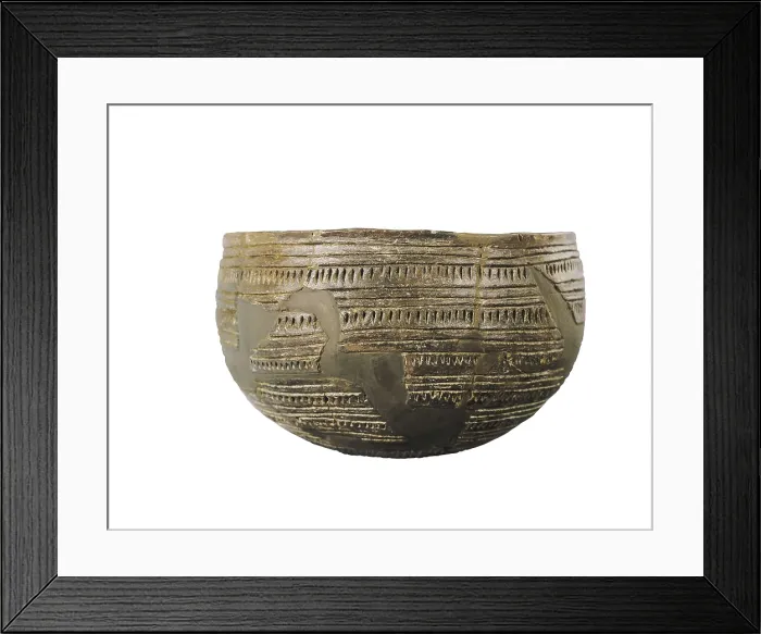 Framed Print : Bell Shaped Vase from Cueva de Toralla. 2200 -1800 BC. Eneolithic. Ceramics. SPAIN. Barcelona. Archaeology Museum of Catalonia. Proc: SPAIN. La Pobla de Segur