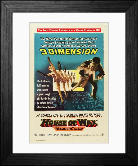 Framed Print : HOUSE OF WAX, one-sheet poster art, 1953