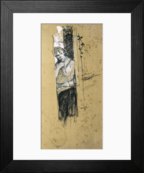 Framed Print : TOULOUSE-LAUTREC, Henri de (1864-1901). Behind the Scenes. 1888. Charcoal on paper. Post-Impressionism. Drawing. BELGIUM. Tournai. Fine Arts Museum
