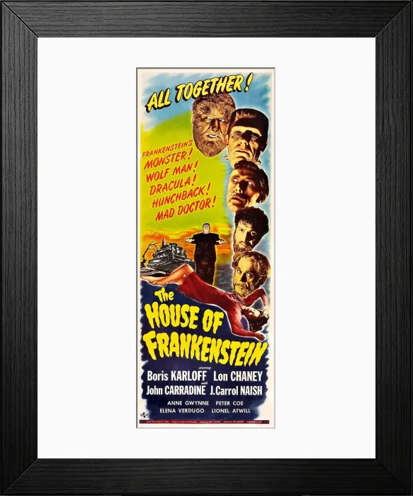 Framed Print : HOUSE OF FRANKENSTEIN, right from top: Lon Chaney Jr. Glenn Strange, John Carradine, J