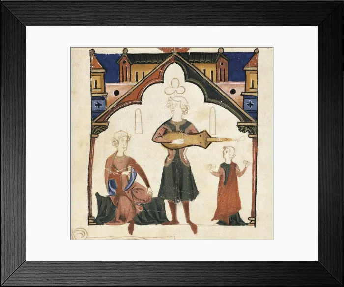Framed Print : Ajuda Songbook. c. 1867. Three musicians. Miniature Painting. PORTUGAL. Lisbon. Ajuda Library. AISA / Everett Collection**US SALES ONLY**