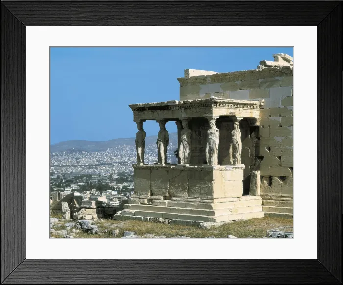 Framed Print : Erechtheion. 421 -414 BC. GREECE. Athens. Acropolis. Erechtheum or Erecththeion. Porch of the Caryatids. Classical Greek art. Architecture Framed Print : Erechtheion. 421 -414 BC. GREECE. Athens. Acropolis. Erechtheum or Erecththeion. Porch of the Caryatids. Classical Greek art. Architecture