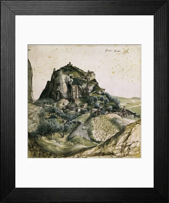 Framed Print : DURER, Albrecht (1471-1528). View of the Arco Valley in the Tyrol. ca. 1495. Pencil, ink and watercolour on paper. Renaissance art. Watercolour. FRANCE. Paris. Louvre Museum