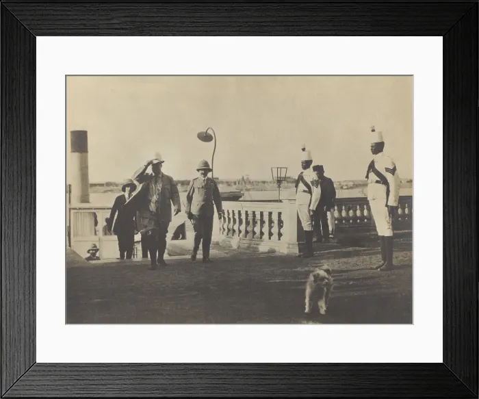 Framed Print : Theodore Roosevelt arriving with son Kermit, in Khartoum, Sudan, March 13, 1910