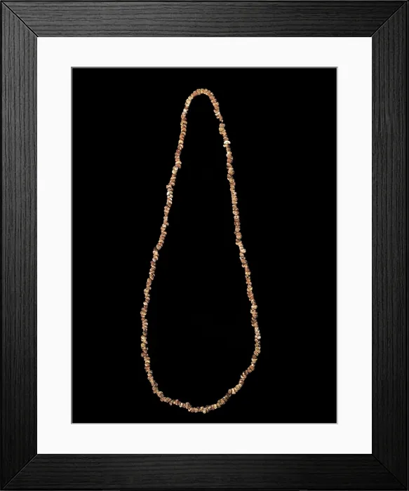 Framed Print : Shell necklace. Upper Paleolithic. Decorative Arts. SPAIN. Barcelona. Archaeology Museum of Catalonia. Proc: SPAIN. CATALONIA. Seriny. Reclau Viver Cave