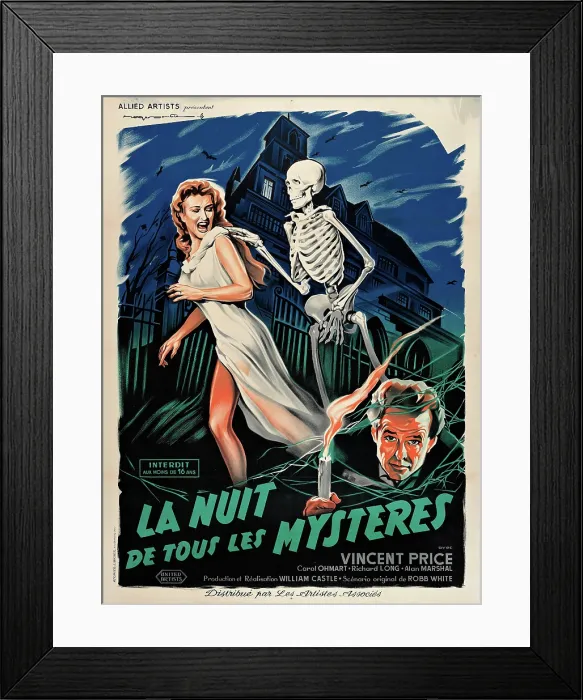 Framed Print : HOUSE ON HAUNTED HILL, Carol Ohmart, Elisha Cook, Jr. 1959, French ad art