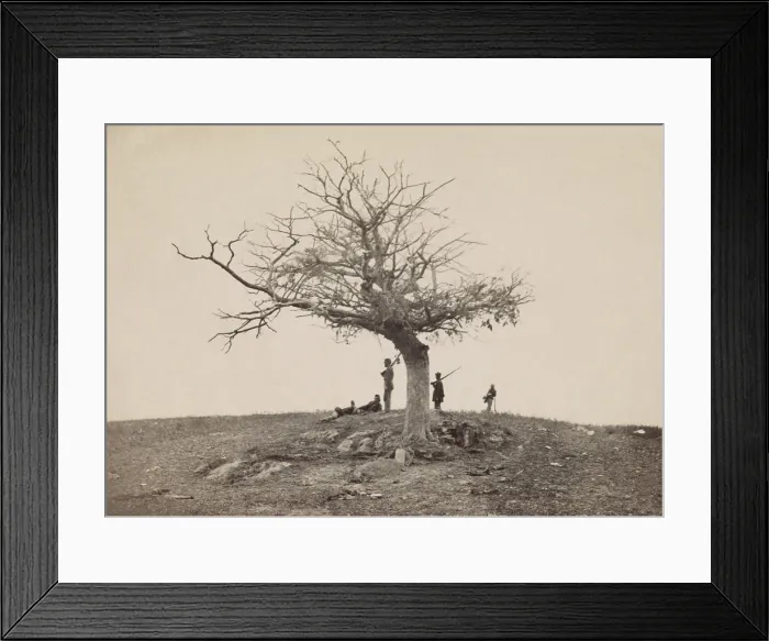 Framed Print : US Civil War. Battle of Antietam, also called Battle of Sharpsburg, Sept. 17, 1862. Five Union soldiers near a single grave under a tree, that of Pvt