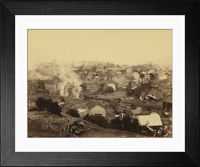 Framed Print : General view of Johnstown from high ground after the flood of May 31st, 1889 Framed Print : General view of Johnstown from high ground after the flood of May 31st, 1889