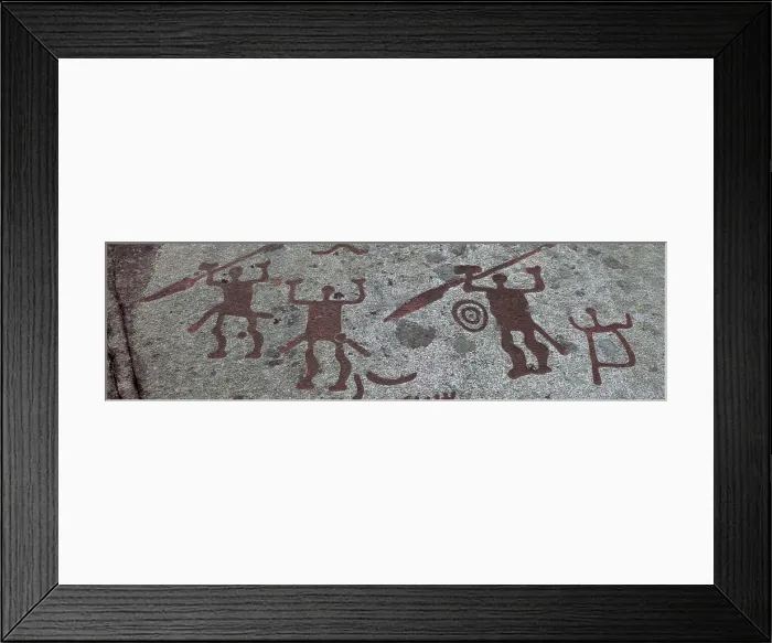 Framed Print : SWEDEN. Tanum. Aspeberget Rock. Warriors. Bronze Age. Cave; Petroglyph. AISA / Everett Collection**US SALES ONLY**