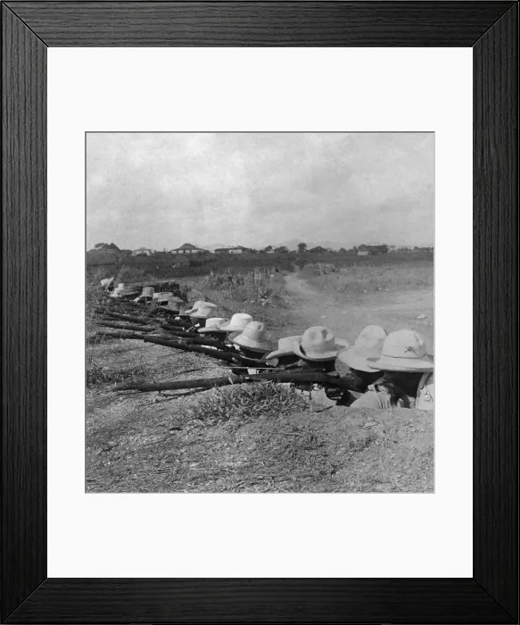Framed Print : Cubans soldiers in their trenches in Pinar del Rio, the westernmost province of Cuba, ca. 1899 (BSLOC_2017_10_44) Framed Print : Cubans soldiers in their trenches in Pinar del Rio, the westernmost province of Cuba, ca. 1899 (BSLOC_2017_10_44)