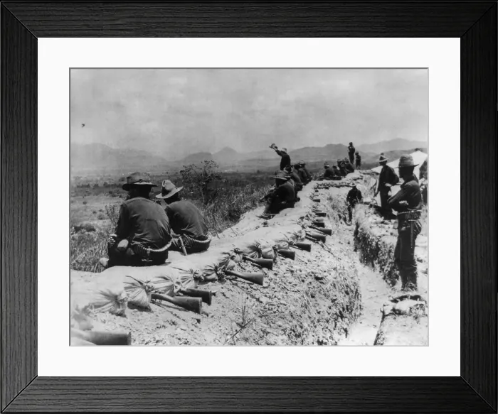Framed Print : In the American trenches before Santiago during a truce, in July 1898 Framed Print : In the American trenches before Santiago during a truce, in July 1898