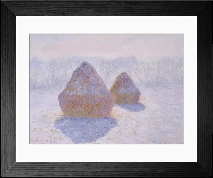 Framed Print : Haystacks (Effect of Snow and Sun), by Claude Monet, 1891, French impressionist oil painting