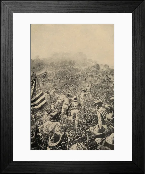 Framed Print : Illustration of the assault of the dismounted Rough Riders during the Battle of San Juan Hill Framed Print : Illustration of the assault of the dismounted Rough Riders during the Battle of San Juan Hill