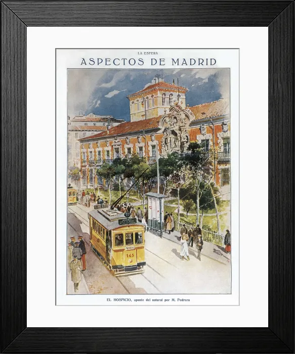 Framed Print : Madrid (1915). El Hospicio. Saketch from life by M. Pedrero published in the magazine 'La Esfera' (20th November 1915). AISA / Everett Collection**US SALES ONLY**