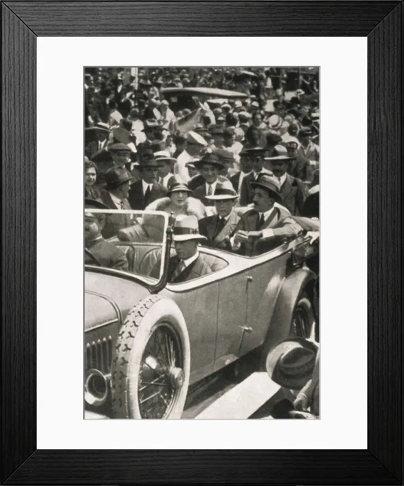Framed Print : SPAIN. Sevilla. Spain (1927). The kings Alfonso XIII and Victoria Eugenia de Battenberg visiting Sevilla. Image published in the magazine 'Blanco y Negro' (1st May 1927)
