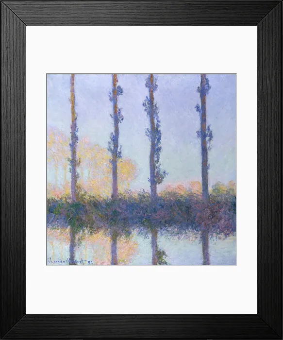 Framed Print : The Four Trees, by Claude Monet, 1891, French impressionist painting, oil on canvas. Monet painted this from a boat in the Epte River