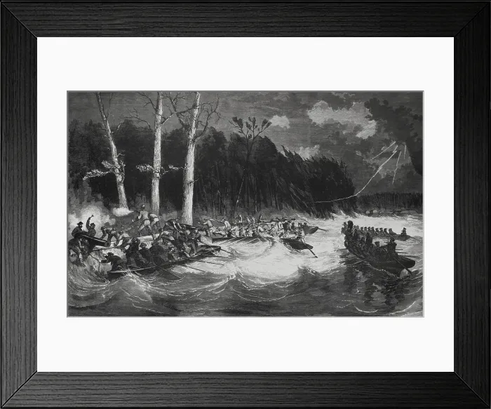 Framed Print : US Civil War, Battle of Island Number Ten, on the Mississippi River, Feb. 28-April 8, 1862. Union raiders spike cannons of the Confederate battery on the island