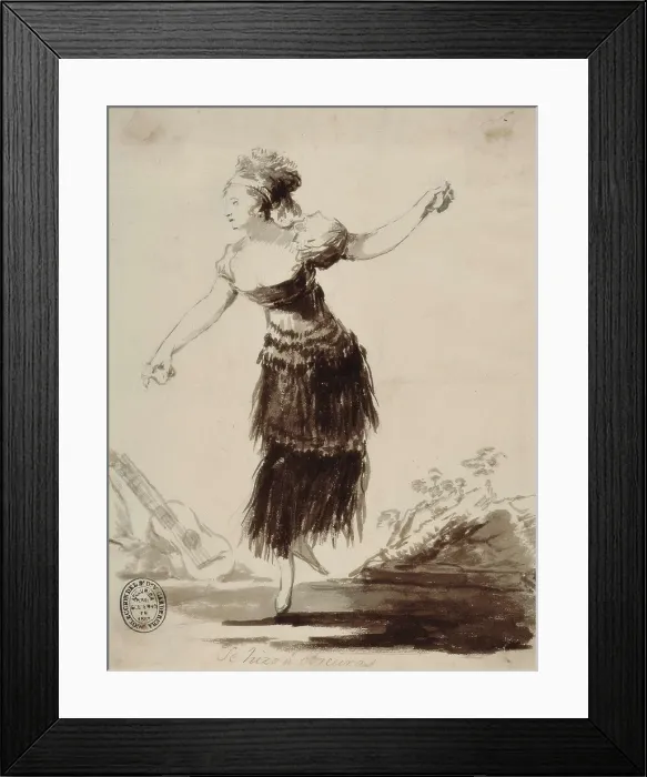 Framed Print : GOYA Y LUCIENTES, Francisco de (1746-1828). Se hizo a obscuras (It was made in darkness). 1800-1808. Figure of a ballerina. Chinese ink was painting. Drawing. SPAIN. Madrid