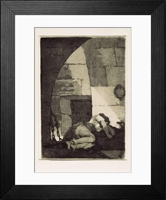 Framed Print : GOYA Y LUCIENTES, Francisco de (1746-1828). Woman in Prison. 1797-1798. Red and sanguine wash painting. Unique try that was destined to be a plate for 'Los Caprichos'