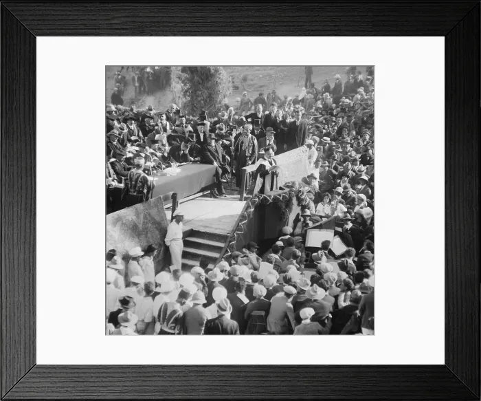 Framed Print : Chaim Weizmann speaking at the opening of Hebrew University in Jerusalem, July 1, 1925. Weizmann was elected as the first President of Israel in 1949 (BSLOC_2017_1_185)