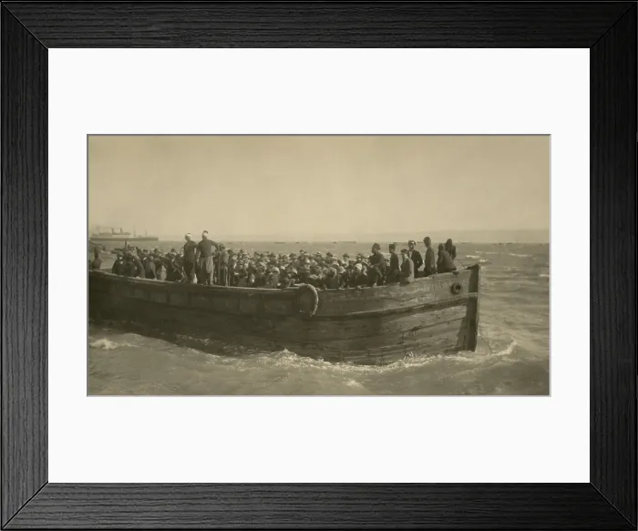 Framed Print : American tourists in a large barge landing at Haifa, Palestine, Feb. 12, 1924. The Holy Land attracted religious and cultural tourists (BSLOC_2017_1_186)