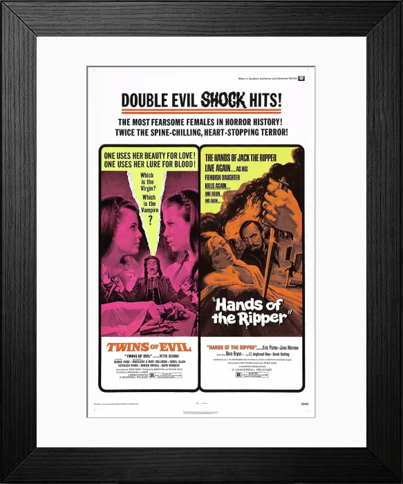 Framed Print : TWINS OF EVIL, HANDS OF THE RIPPER, US poster, 1971 Framed Print : TWINS OF EVIL, HANDS OF THE RIPPER, US poster, 1971