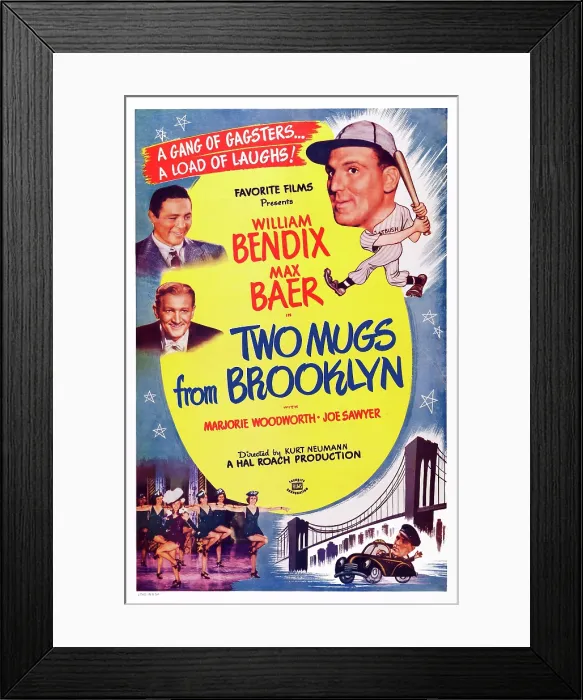 Framed Print : TWO MUGS FROM BROOKLYN, poster art, top right: William Bendix, left from top: Max Baer, 1942 Framed Print : TWO MUGS FROM BROOKLYN, poster art, top right: William Bendix, left from top: Max Baer, 1942
