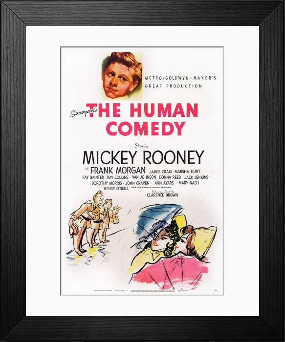 Framed Print : THE HUMAN COMEDY, US poster art, top: Mickey Rooney, 1943 Framed Print : THE HUMAN COMEDY, US poster art, top: Mickey Rooney, 1943