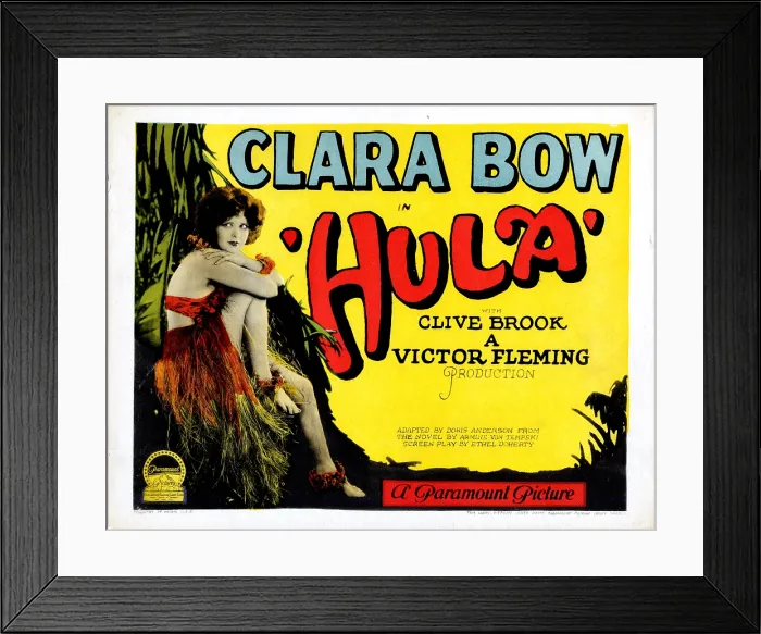 Framed Print : HULA, Clara Bow, title lobbycard, 1927 Framed Print : HULA, Clara Bow, title lobbycard, 1927