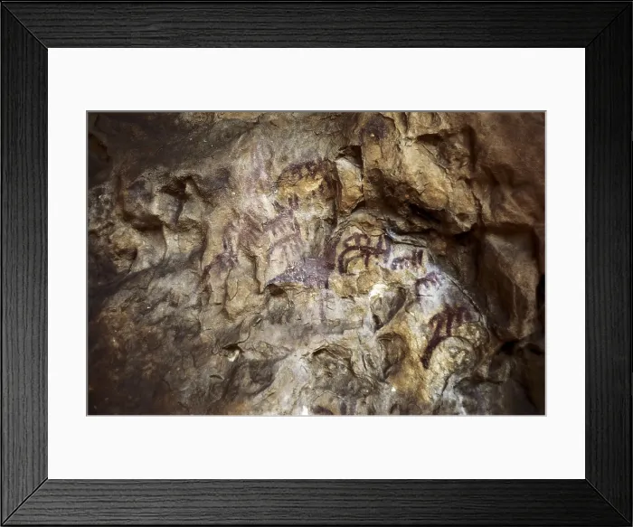 Framed Print : SPAIN. Santillana de Mar. Altamira Caves. Schematic figures. Upper Paleolithic. Magdalenian. Cave. AISA / Everett Collection**US SALES ONLY**