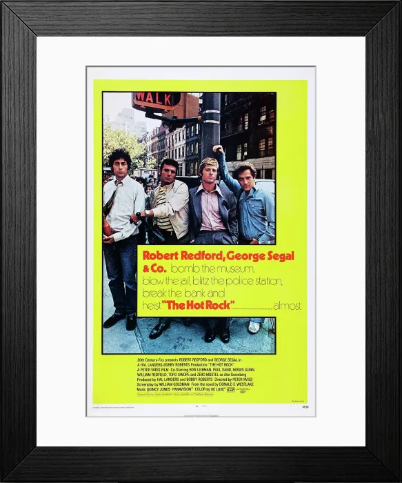 Framed Print : THE HOT ROCK, US poster art, from left: Paul Sand, Ron Liebman, Robert Redford, George Segal, 1972, TM and Copyright 20th Century Fox Film Corp